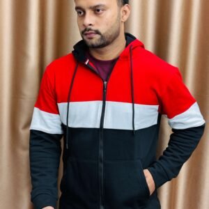 Contrast zipper hoddie